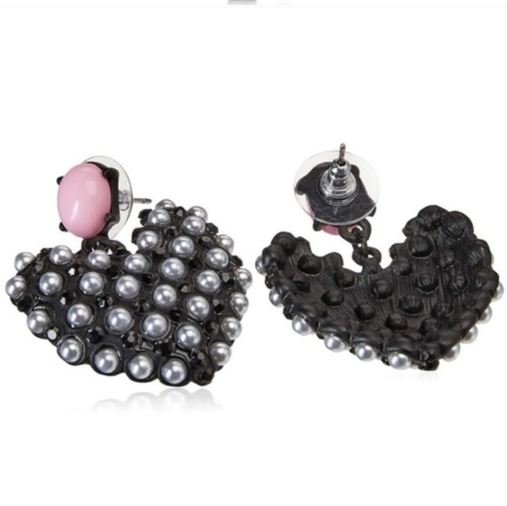 New with tags Betsey Johnson once her land heart-shaped disc drop earrings - Picture 3 of 7